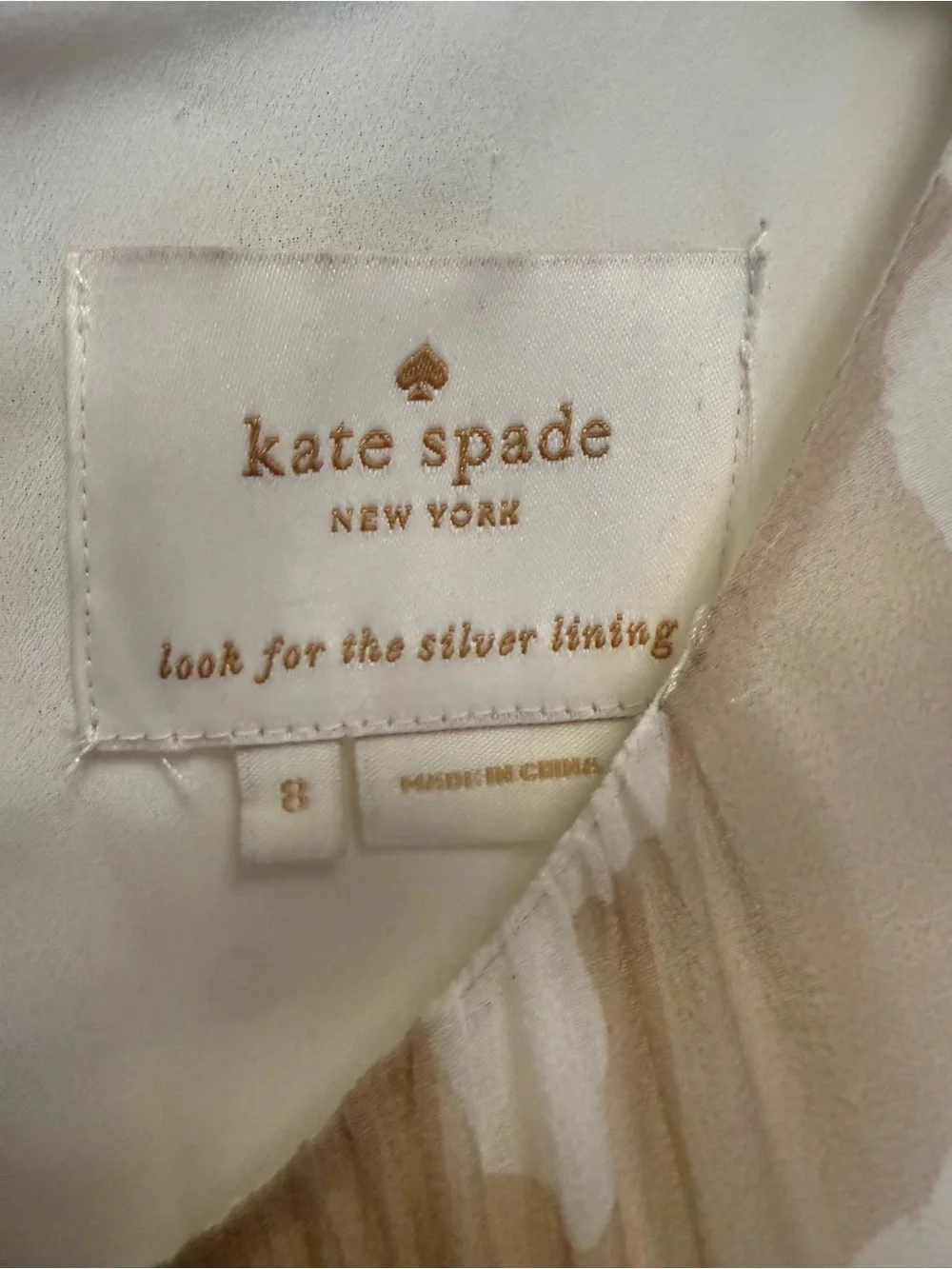 kate spade Beige Floral Midi Dress with White Flowers and Black Centers